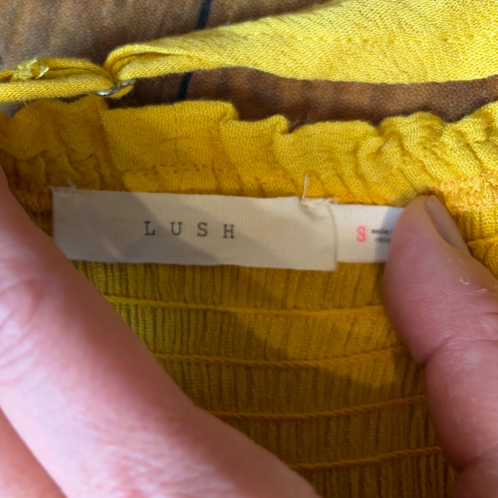 Lush Womens Yellow Smocked Tiered Ruffle Maxi Dress Small Boho Summer Sun Dress - Picture 3 of 8